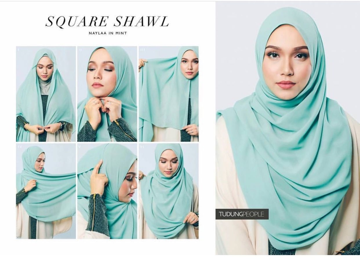 Hijab syar'i tutorial square shawl hijab