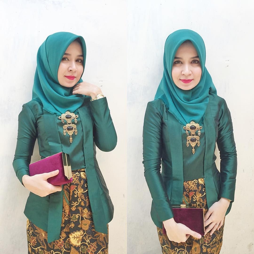 Kebaya kutu baru hijab cantik dengan warna hijau