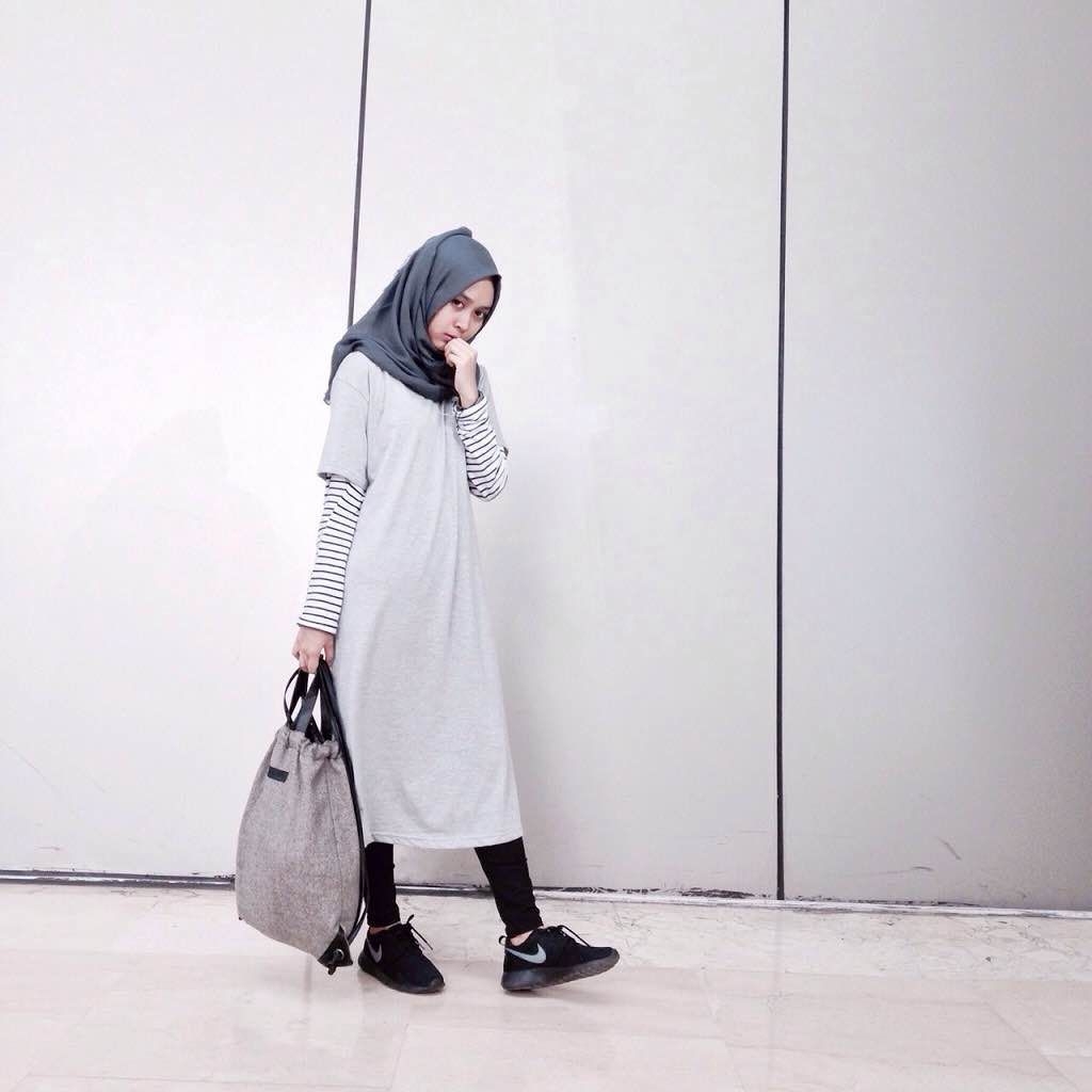 Style baju hijab simple dengan gaya kekinian