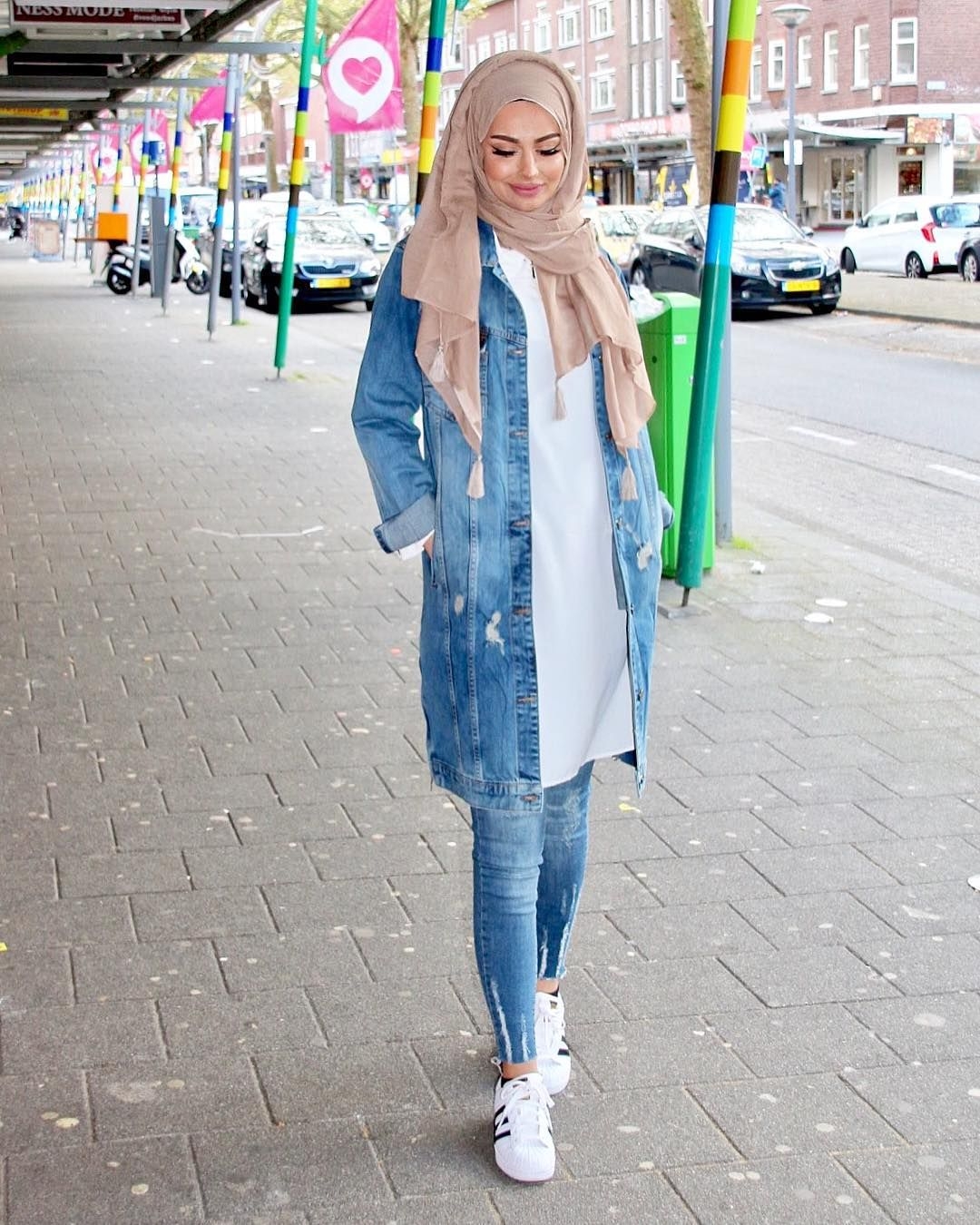 Style baju hijab simple serba denim