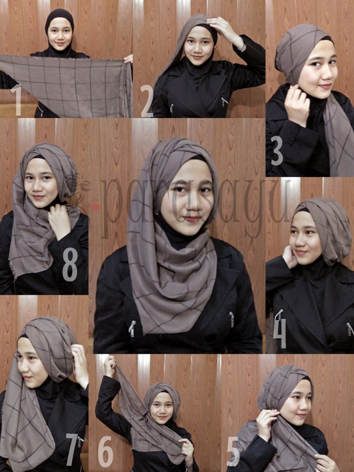 tutorial hijab pashmina simple dengan bahan paris