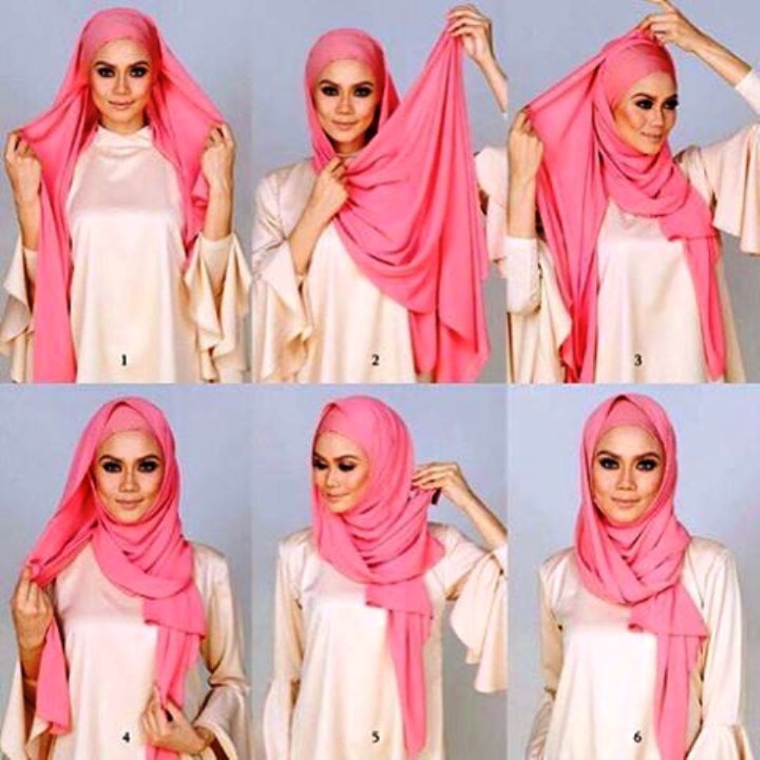tutorial hijab pashmina simple yang elegan