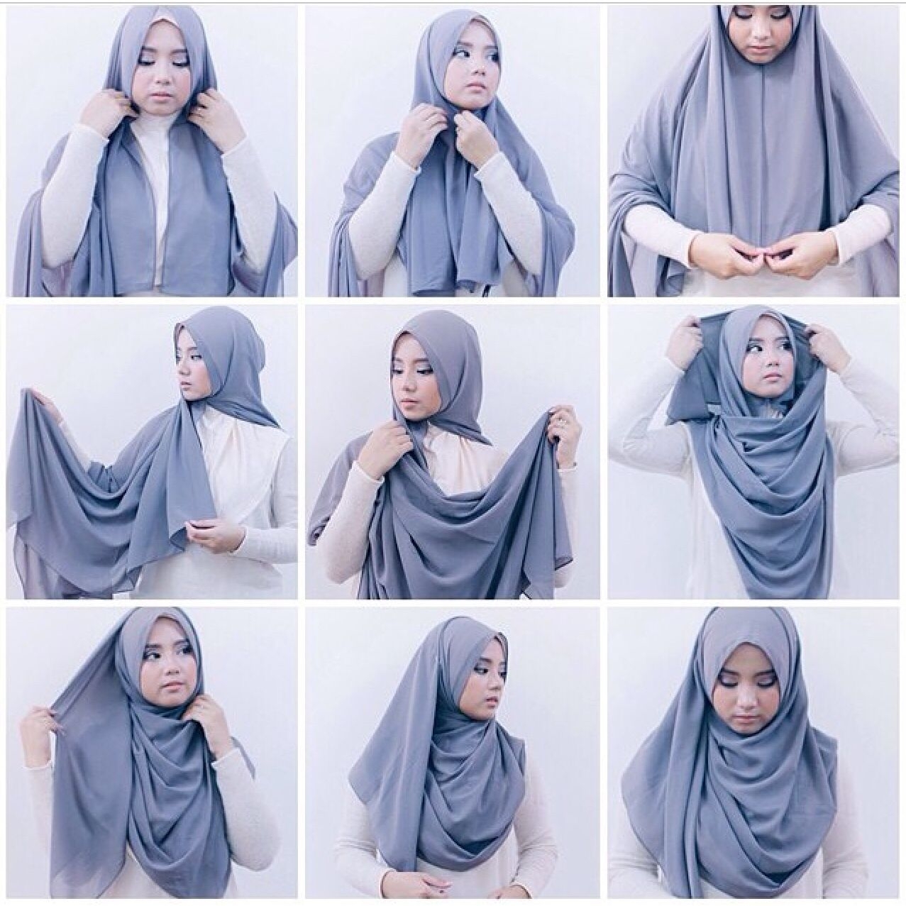 Tutorial hijab pashmina simple yang menutup dada