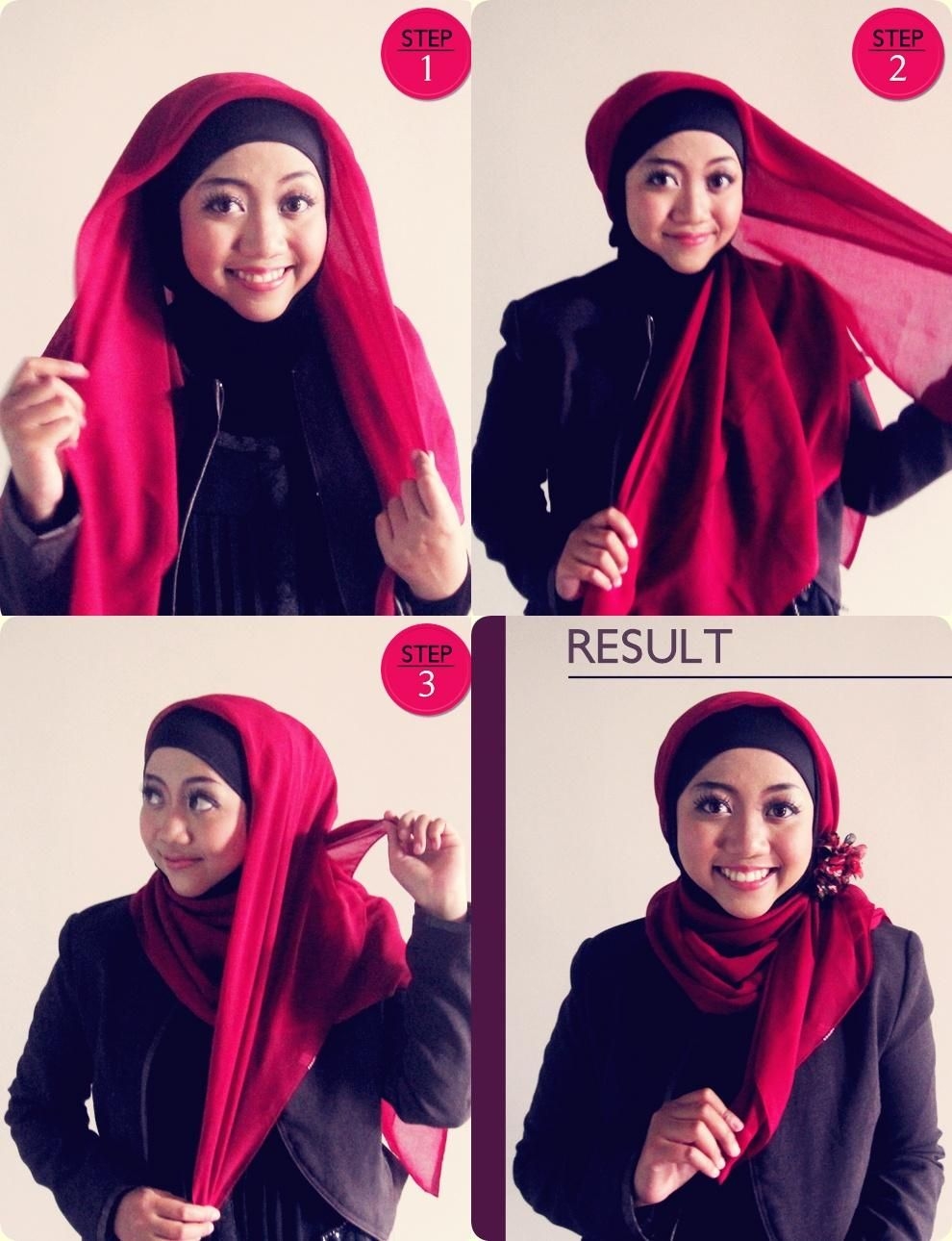 tutorial hijab segi empat 2 warna