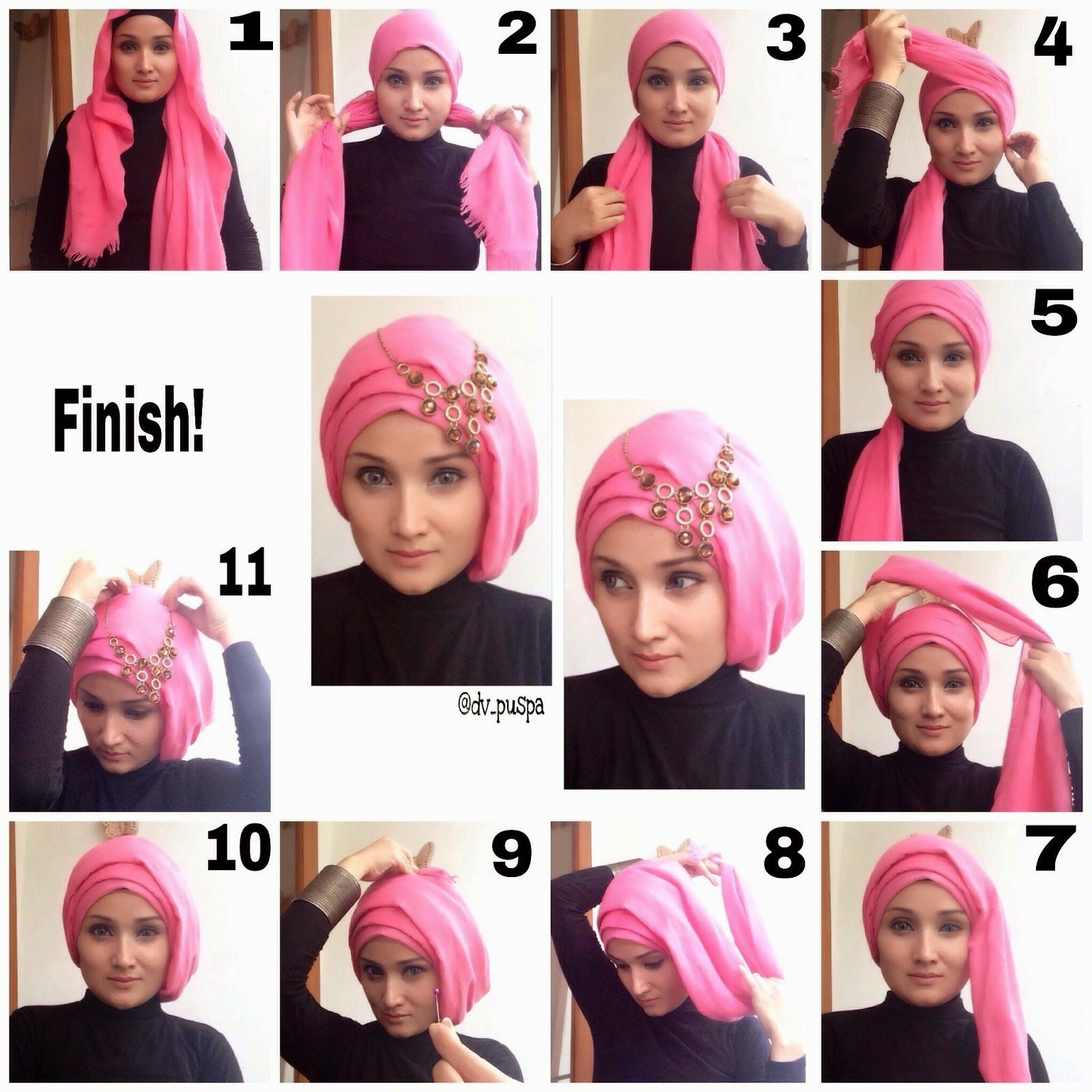 tutorial hijab segi empat dengan model cantik