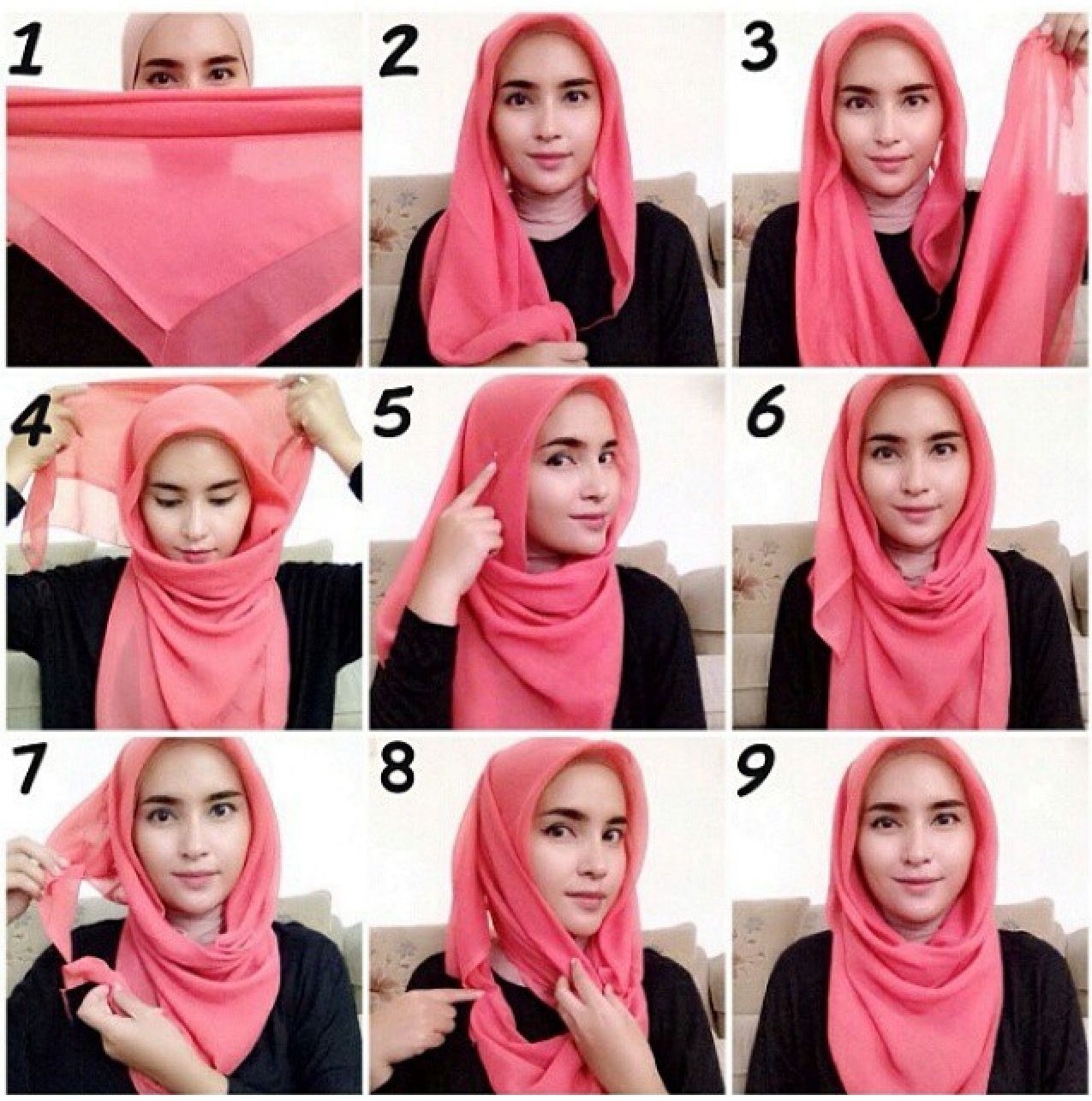 tutorial hijab segi empat kreasi