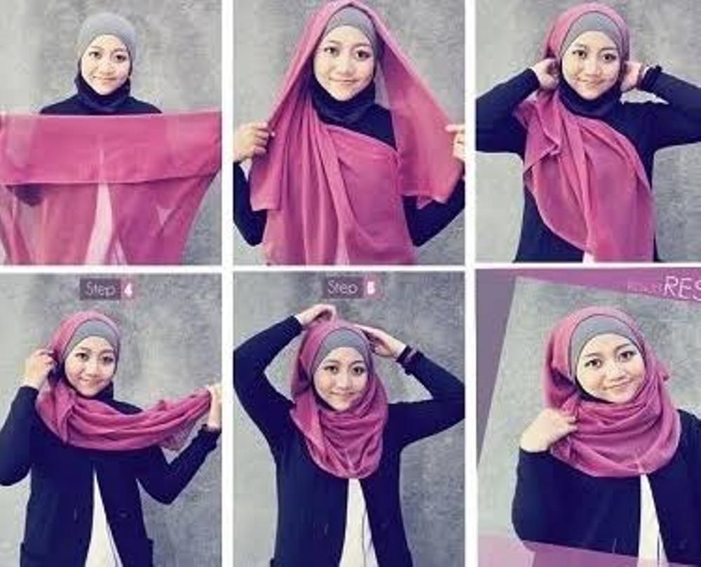 tutorial hijab segi empat pipi chubby