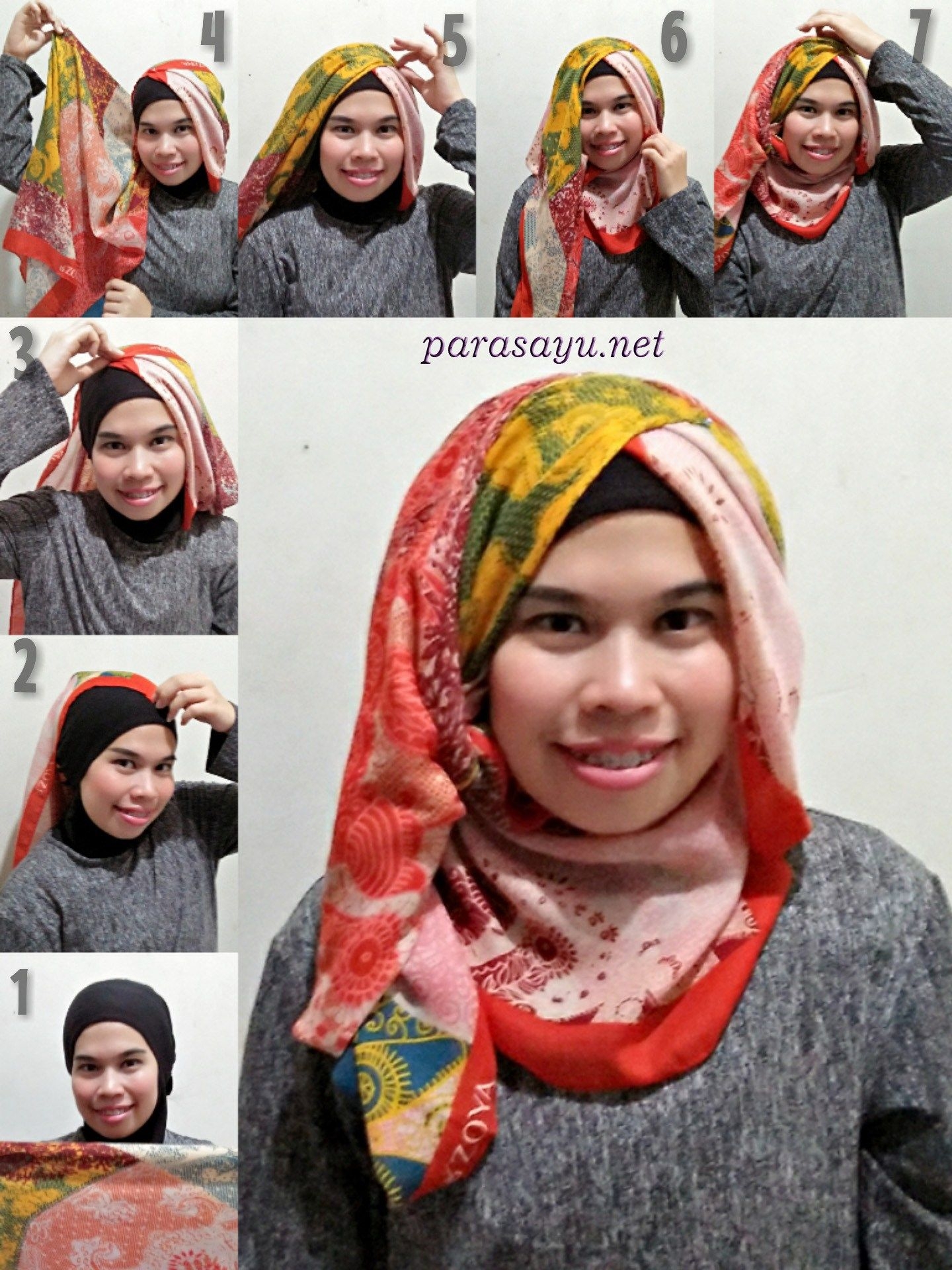 tutorial hijab segi empat praktis untuk pesta