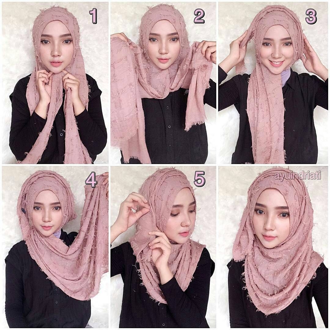 tutorial hijab segi empat tumpuk