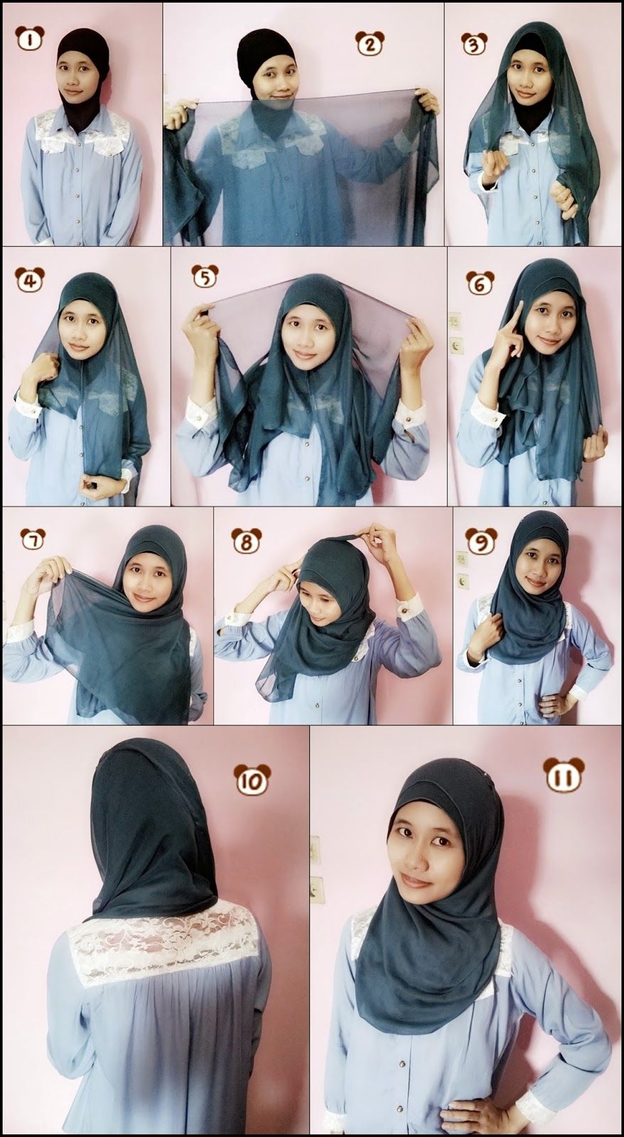 tutorial hijab segi empat untuk sehari hari