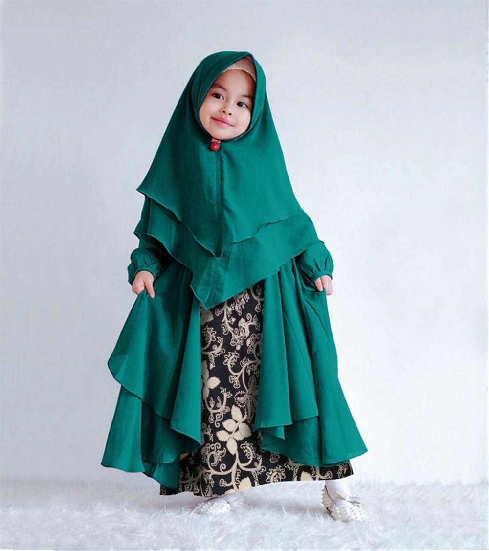 baju gamis batik anak hijab muslimah