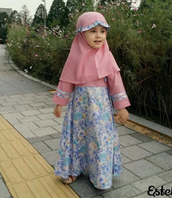 model baju gamis anak katun jepang motif bunga terbaik