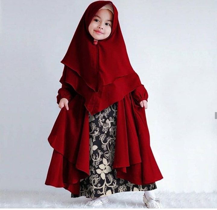 ukidding model gamis batik anak kombinasi polos terbaik 2020