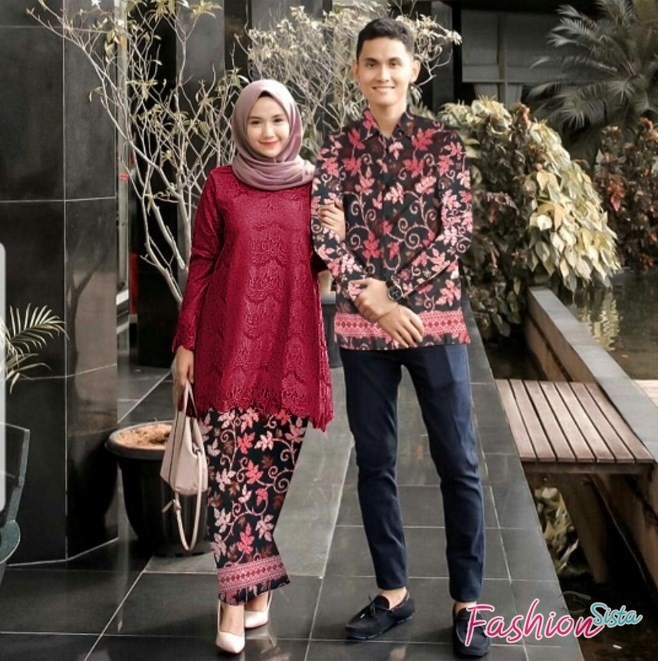 9 model baju batik couple modern kombinasi terbaru paling