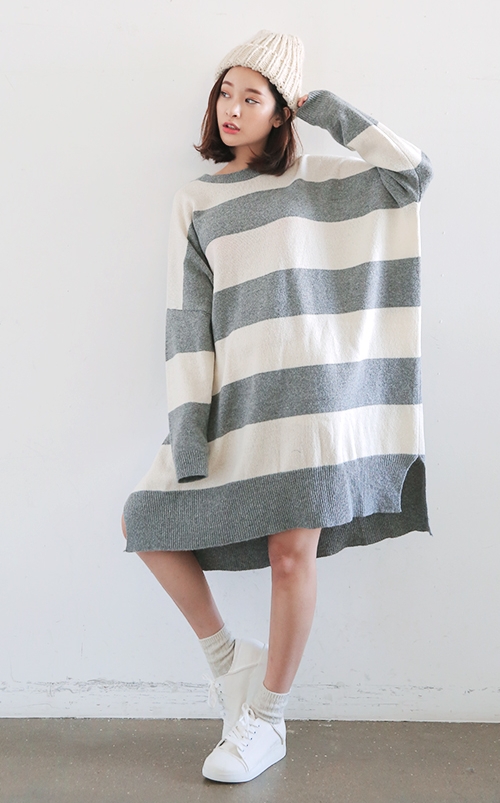 stylenanda loose striped sweater dress kstylick