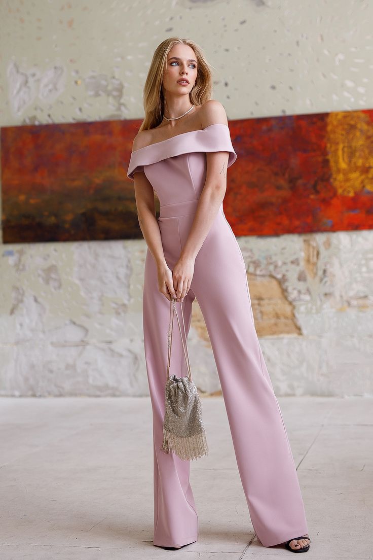 Dusty Pink Off the shoulder Jumpsuit ELAGIA