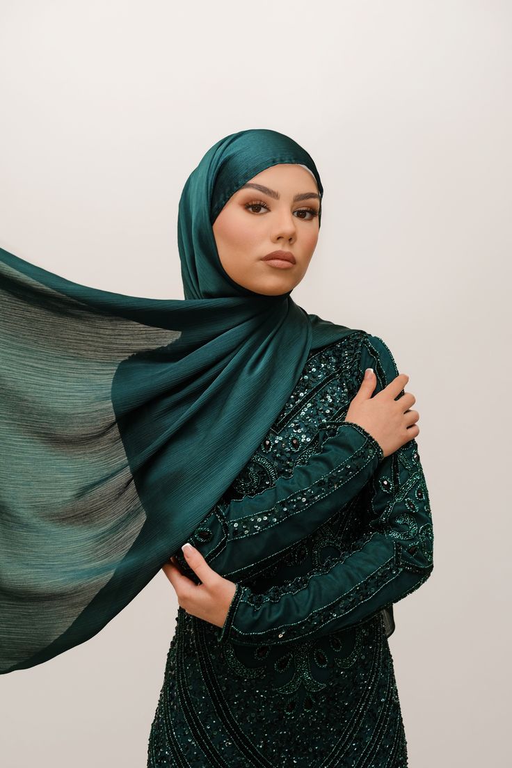 Emerald Green Satin Hijab Hera