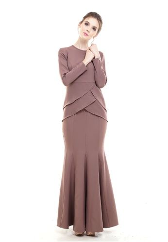 Piyona Classic Couture Kurung in Brown from Rina Nichie Couture in Brown