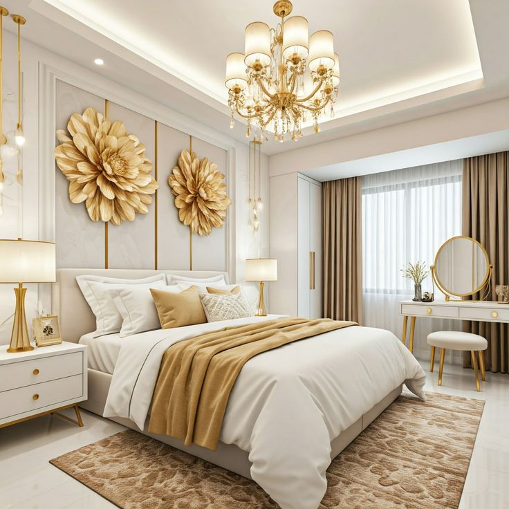 Gold and white bedroom Gold and white bedroom