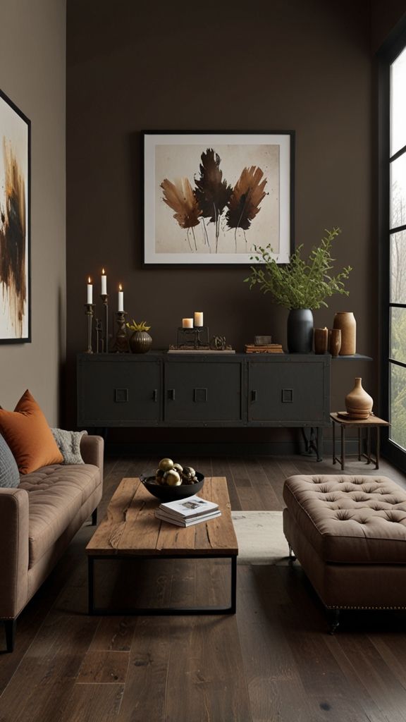 Living Room Walls Dark Brown SW 7520 2024 Wall
