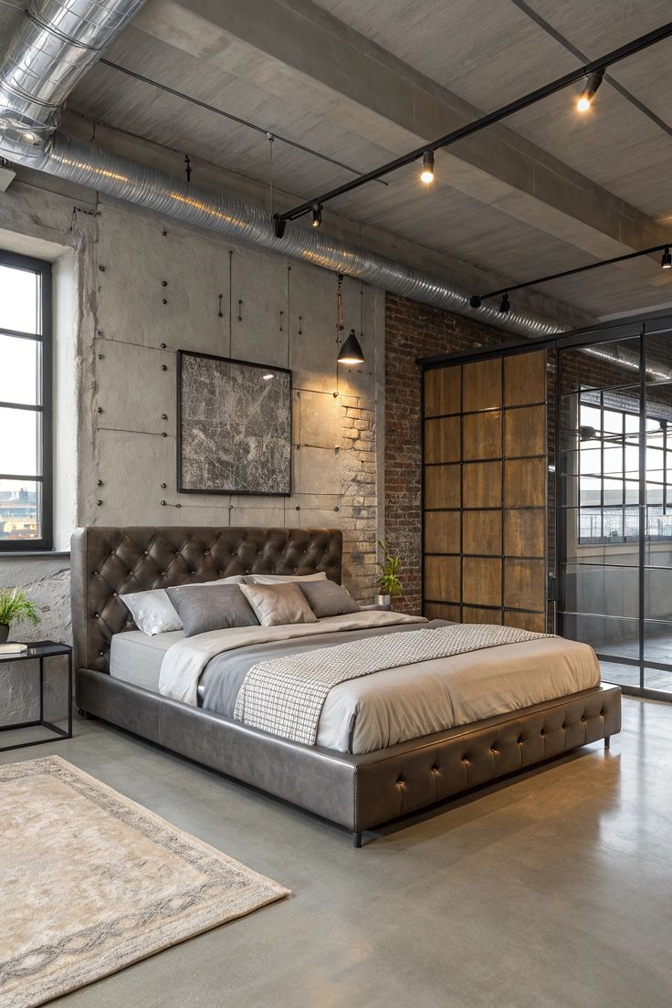 🌿Minimalist Industrial Bedroom Where Functionality Meets Serenity🌿